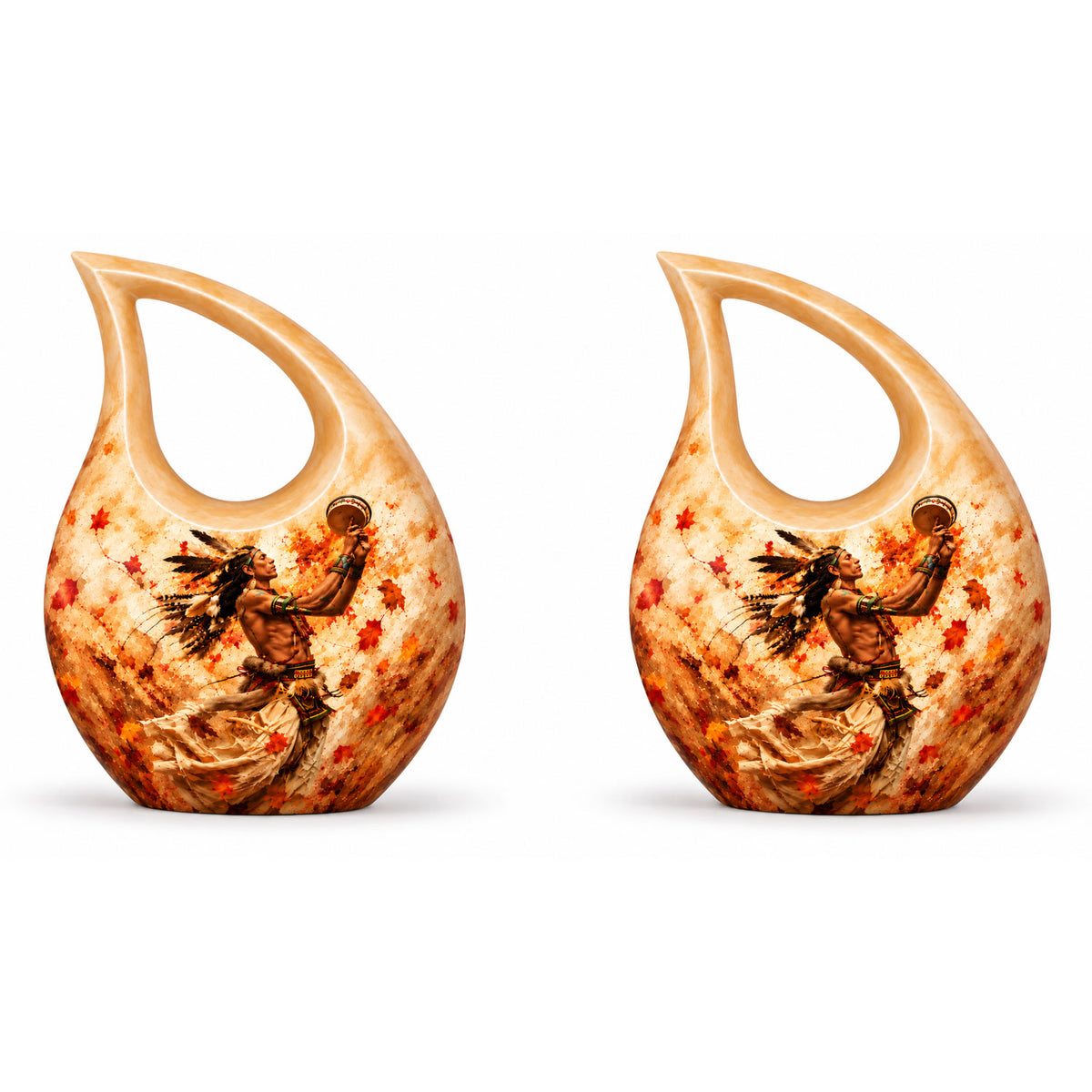Native American Dancer Autumn Leaves Cremation Urn