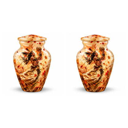 Native American Dancer Autumn Leaves Cremation Urn