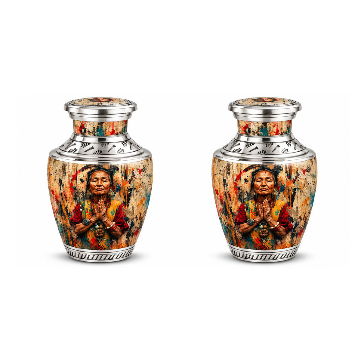 American Elder Women Prayer Cremation Urn for Ashes