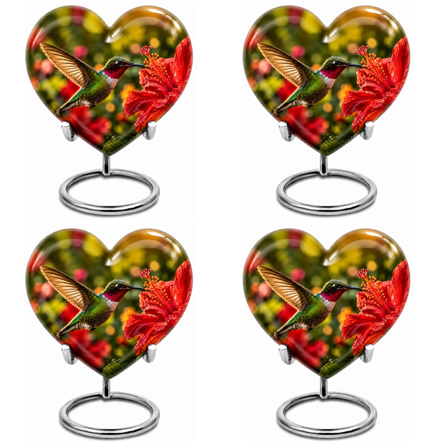 Hibiscus and Hummingbird Cremation Urn for Ashes
