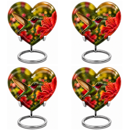 Hibiscus and Hummingbird Cremation Urn for Ashes
