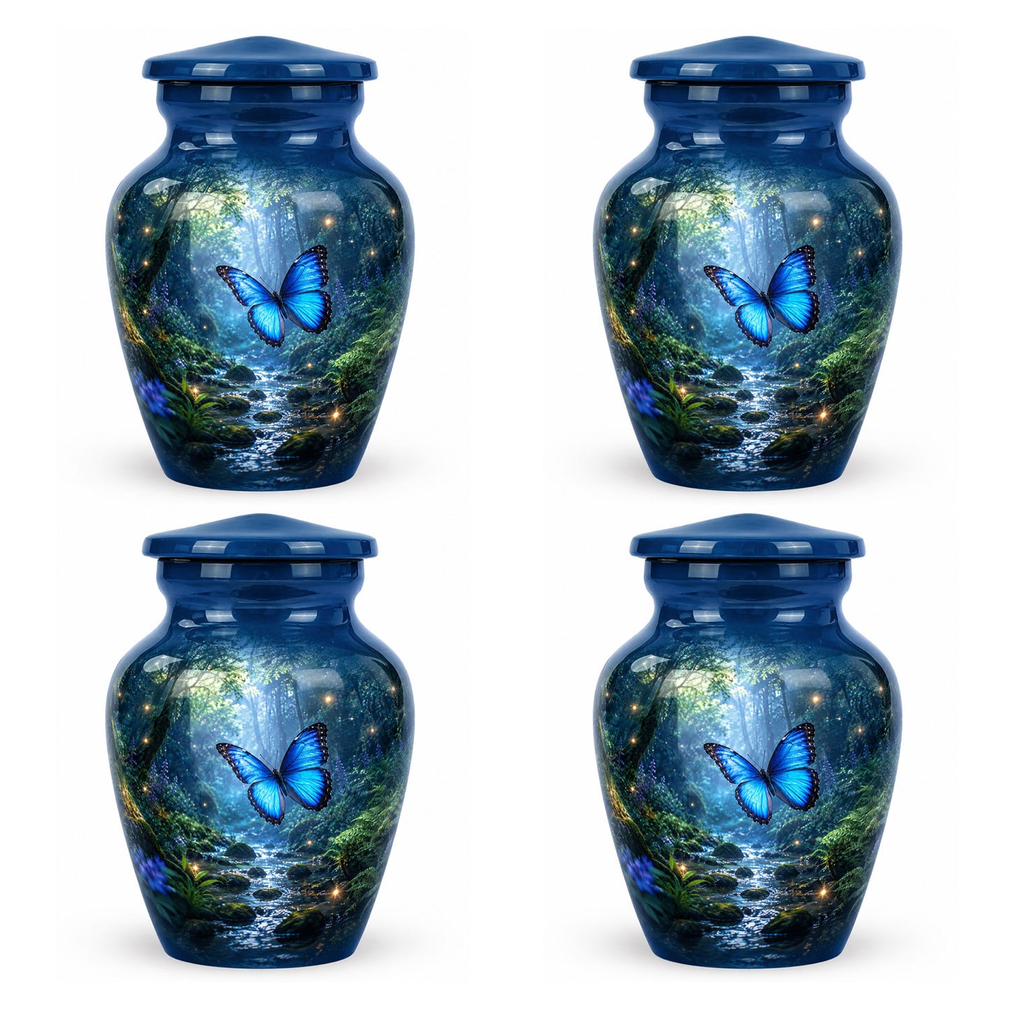 Blue Butterfly Cremation Urn for Ashes