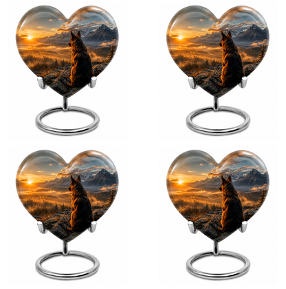 Mountain Sunset View Wolf Cremation Urn