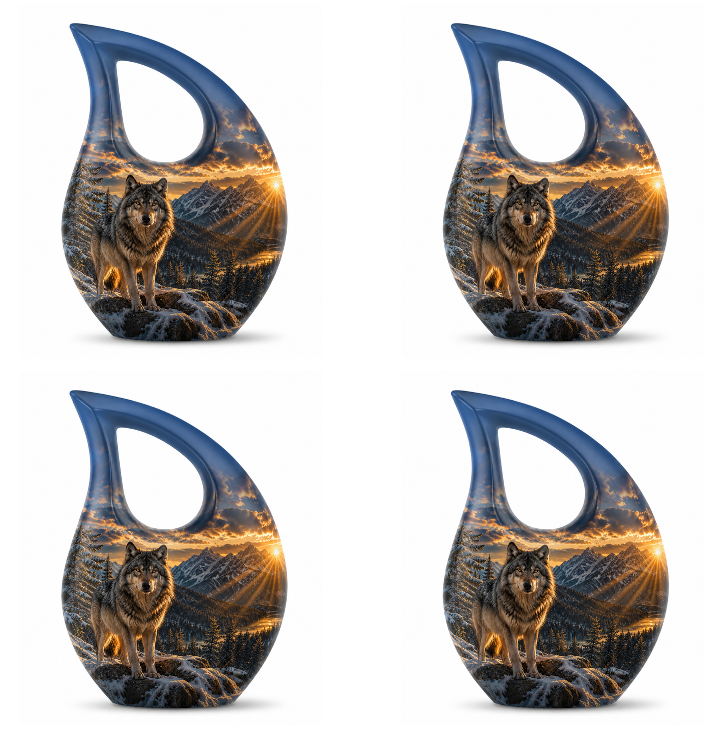 Snow Mountain Wolf Cremation Urn for Human Ashes