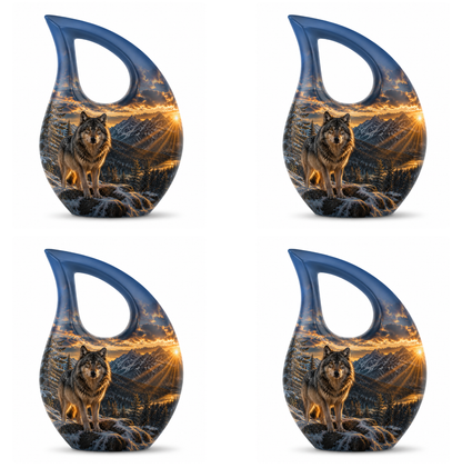 Snow Mountain Wolf Cremation Urn for Human Ashes