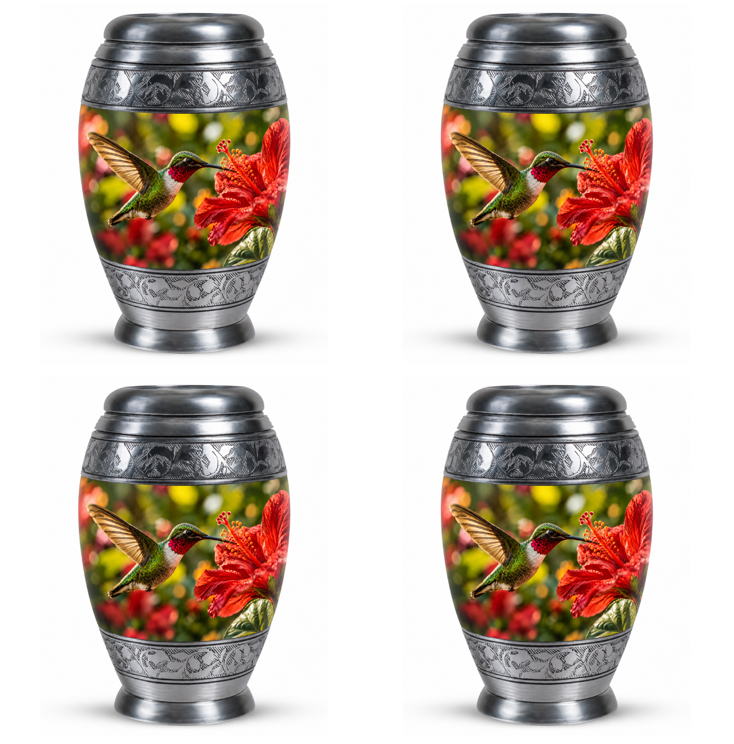 Hibiscus and Hummingbird Cremation Urn for Ashes