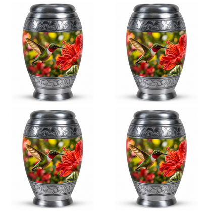 Hibiscus and Hummingbird Cremation Urn for Ashes