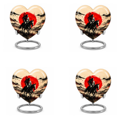 American Horseback Rider Red Sun Cremation Urn for Ashes
