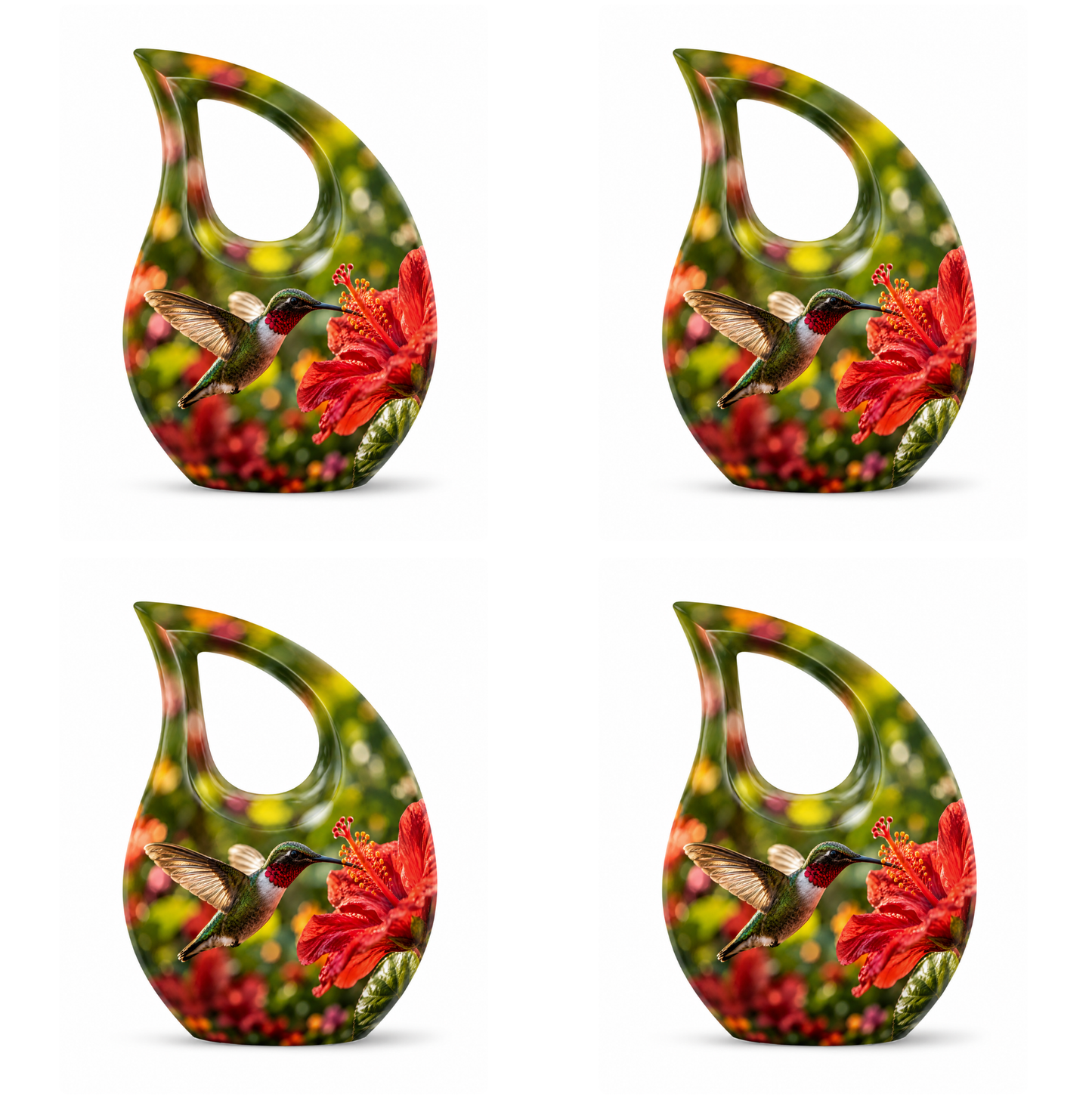 Hibiscus and Hummingbird Cremation Urn for Ashes