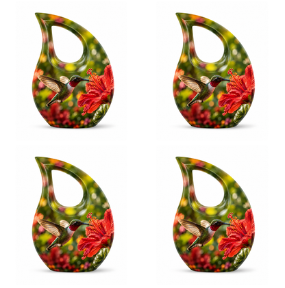 Hibiscus and Hummingbird Cremation Urn for Ashes