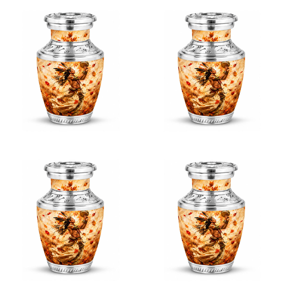 Native American Dancer Autumn Leaves Cremation Urn
