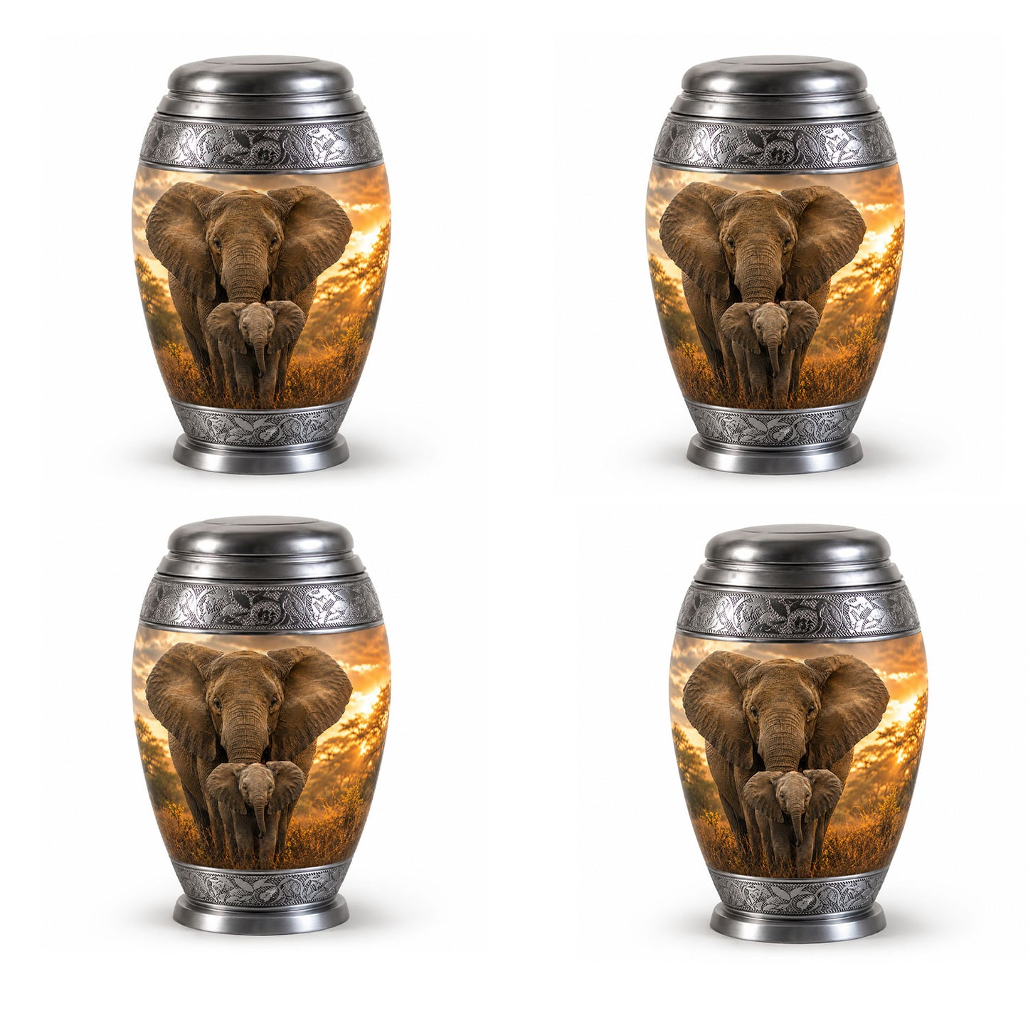 Baby Calf & Mother Elephant Cremation Urn For Ashes
