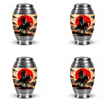 American Horseback Rider Red Sun Cremation Urn for Ashes
