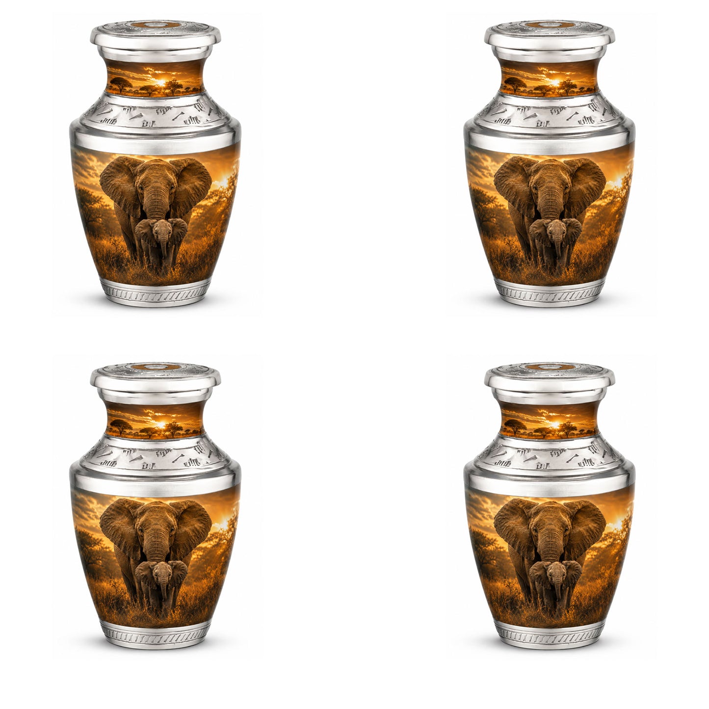 Baby Calf & Mother Elephant Cremation Urn For Ashes