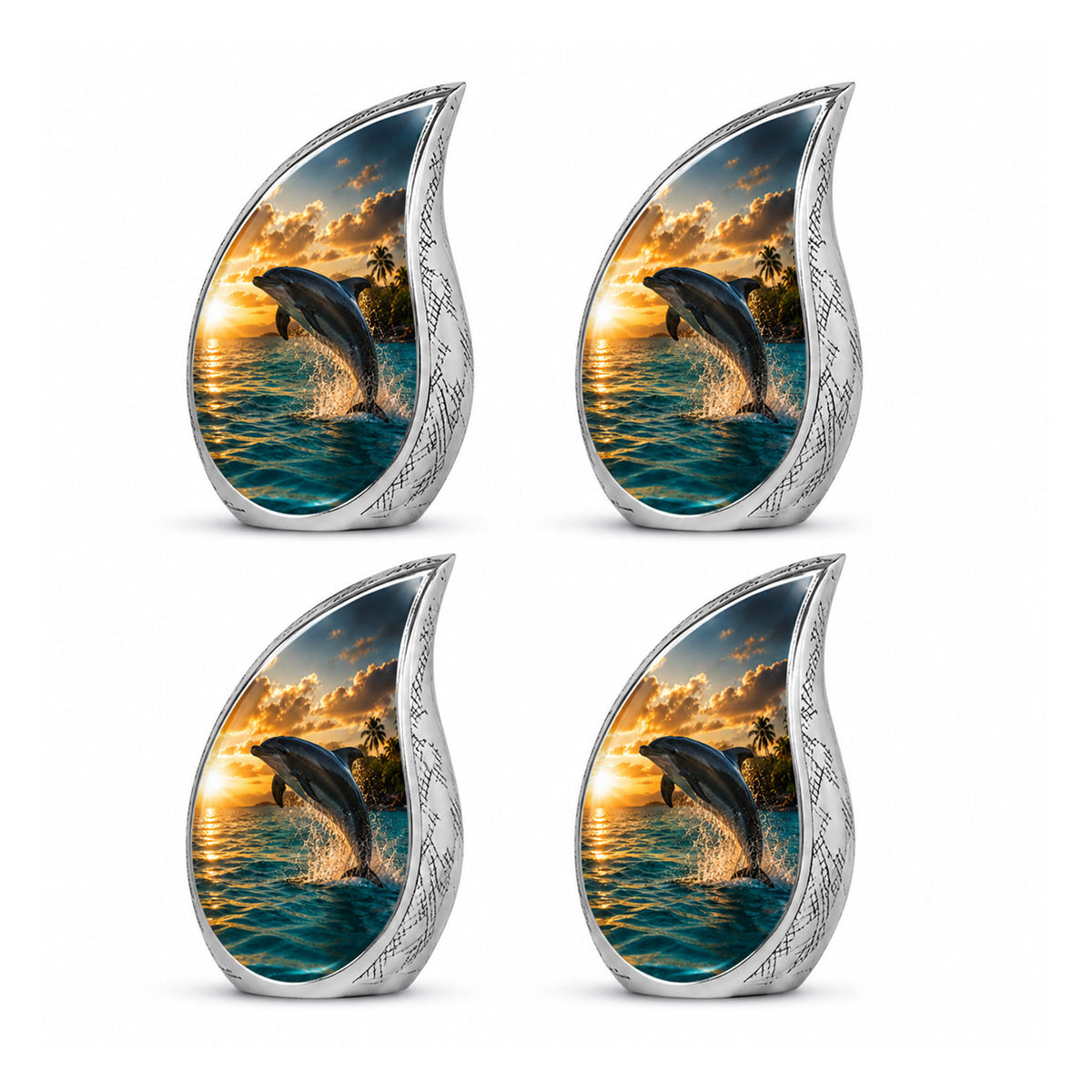 Blue Dolphin Teardrop Cremation Urn for Ashes
