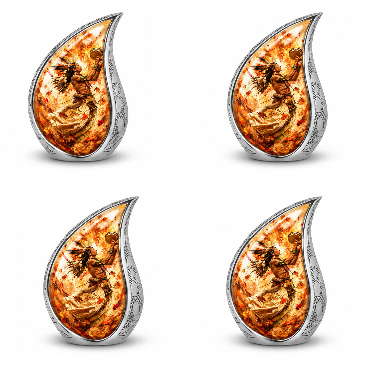Native American Dancer Autumn Leaves Cremation Urn