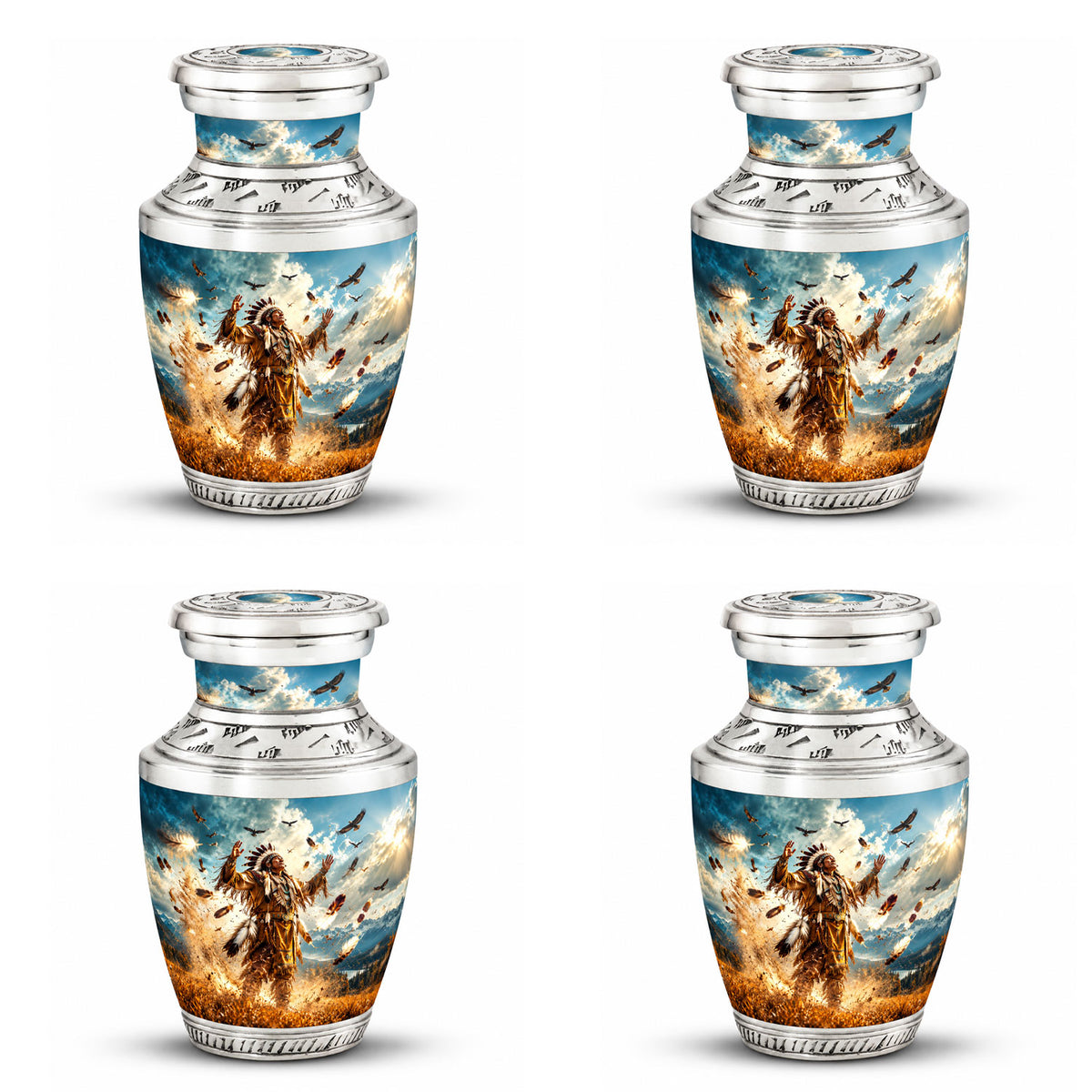 American Chief Eagle Feathers Cremation Urn for Ashes