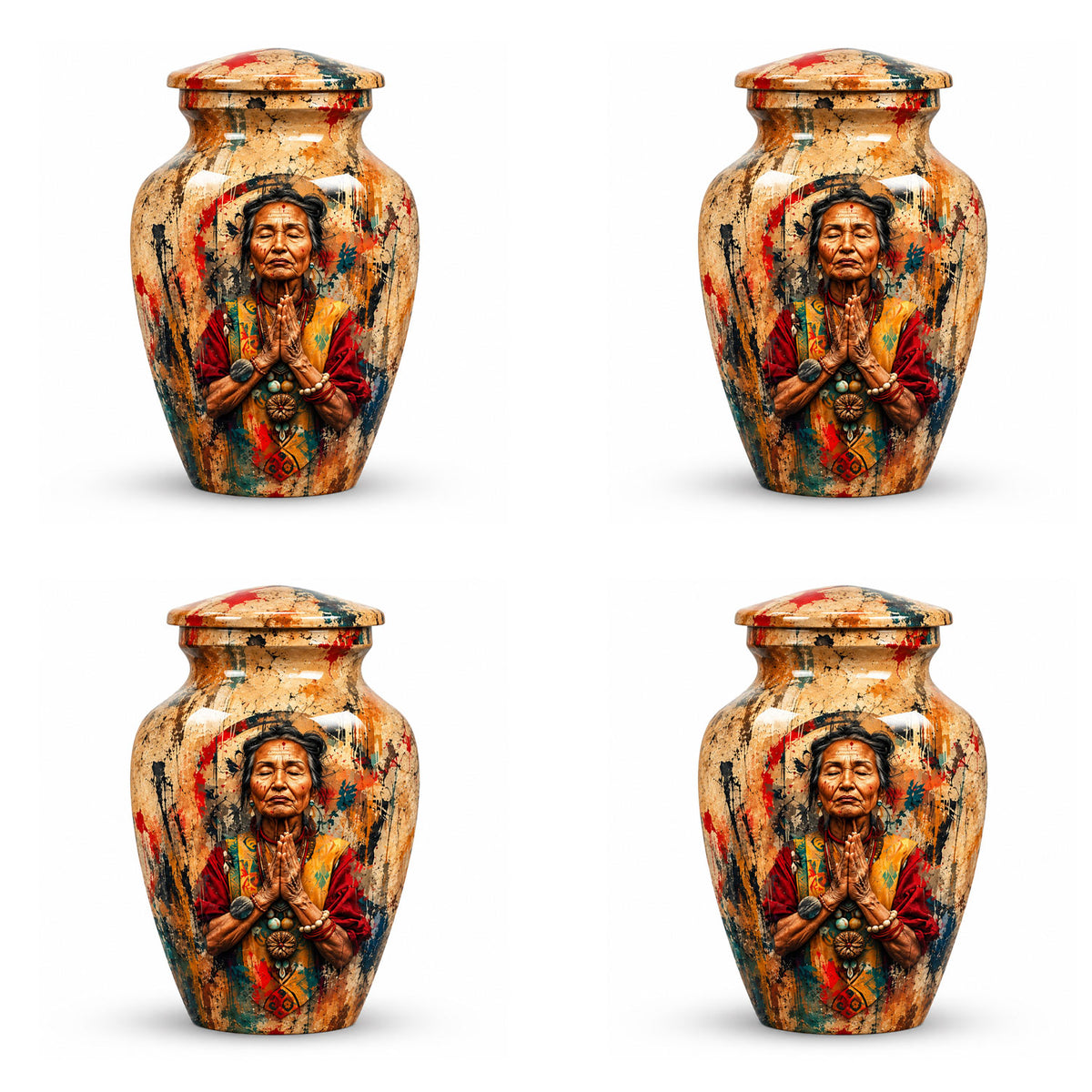 American Elder Women Prayer Cremation Urn for Ashes