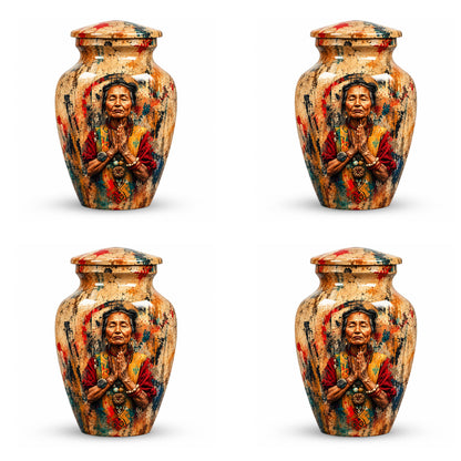 American Elder Women Prayer Cremation Urn for Ashes