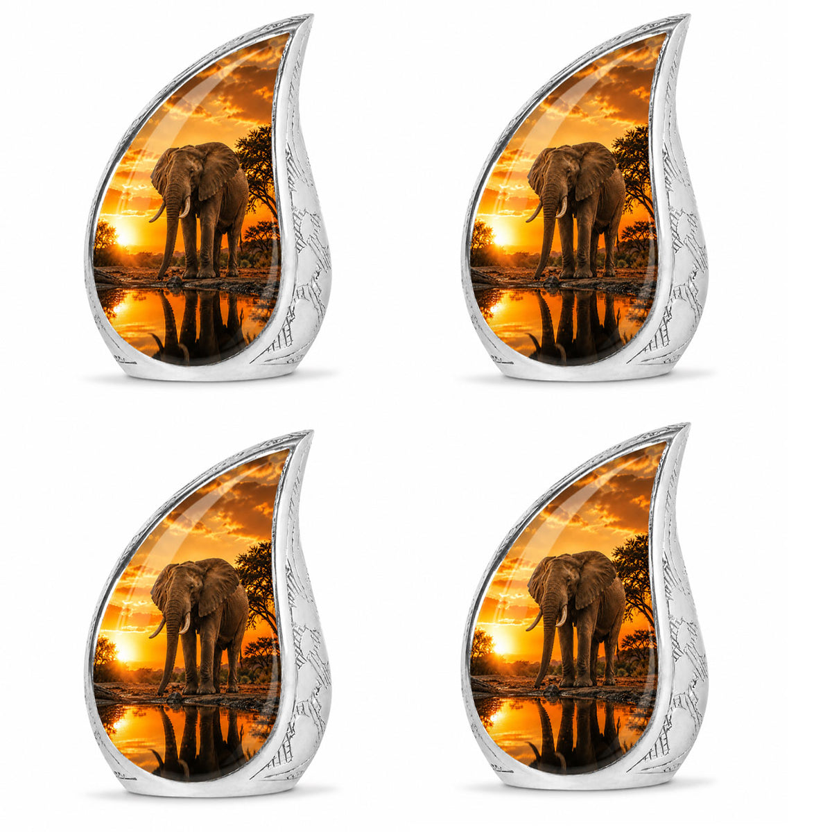 African Elephant Teardrop Cremation Urn for Ashes