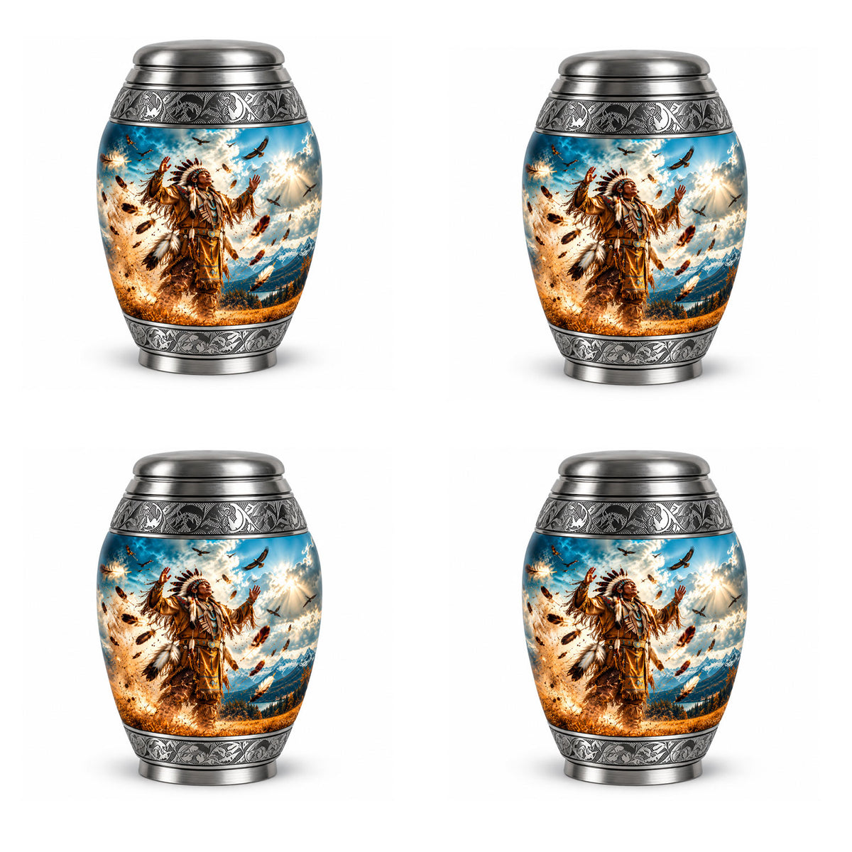 American Chief Eagle Feathers Cremation Urn for Ashes