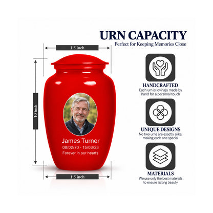 Custom Cremation Urn – Classic Red Urn for Human Ashes