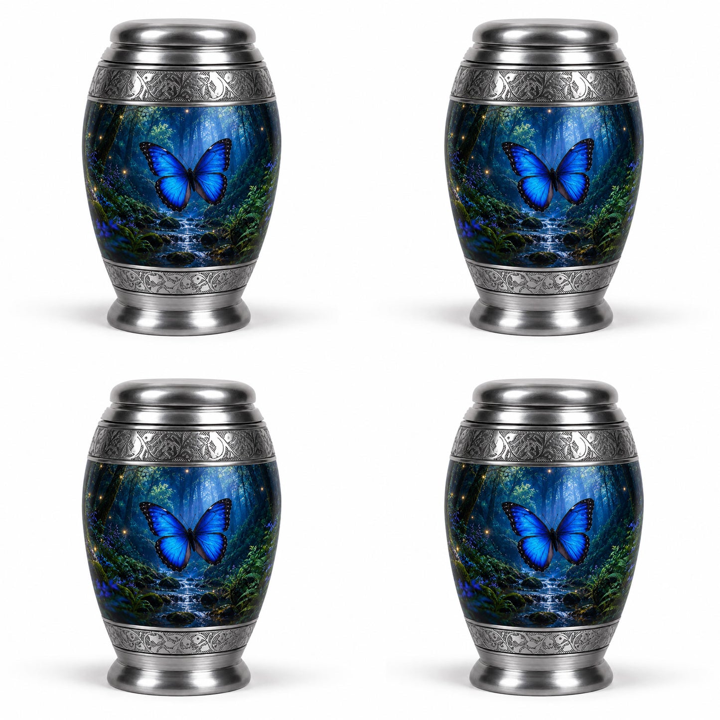 Blue Butterfly Cremation Urn for Ashes