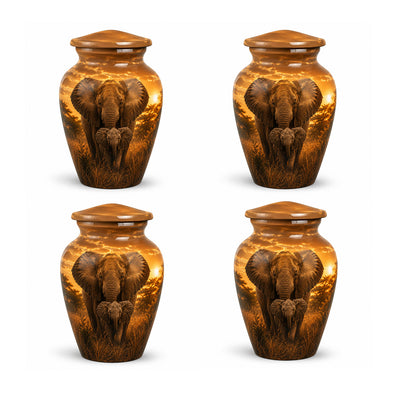 Baby Calf & Mother Elephant Cremation Urn For Ashes