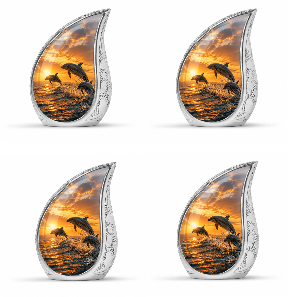 Oceanic Dolphin Family Teardrop Cremation Urn