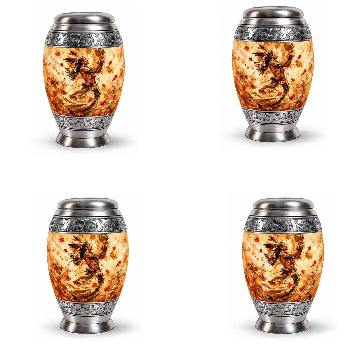 Native American Dancer Autumn Leaves Cremation Urn