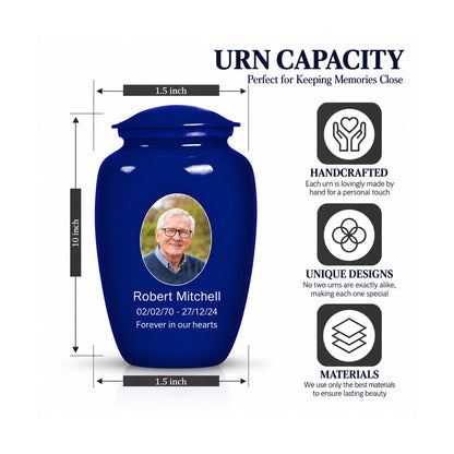 Custom Cremation Urn – Classic Dark Blue Memorial Urn for Ashes