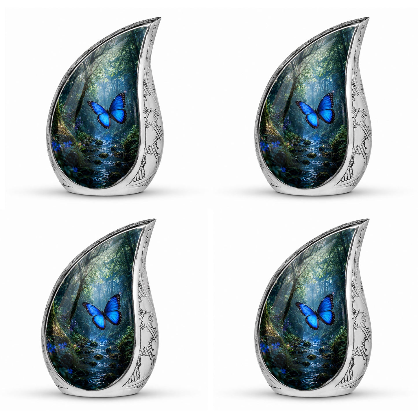 Blue Butterfly Cremation Urn for Ashes