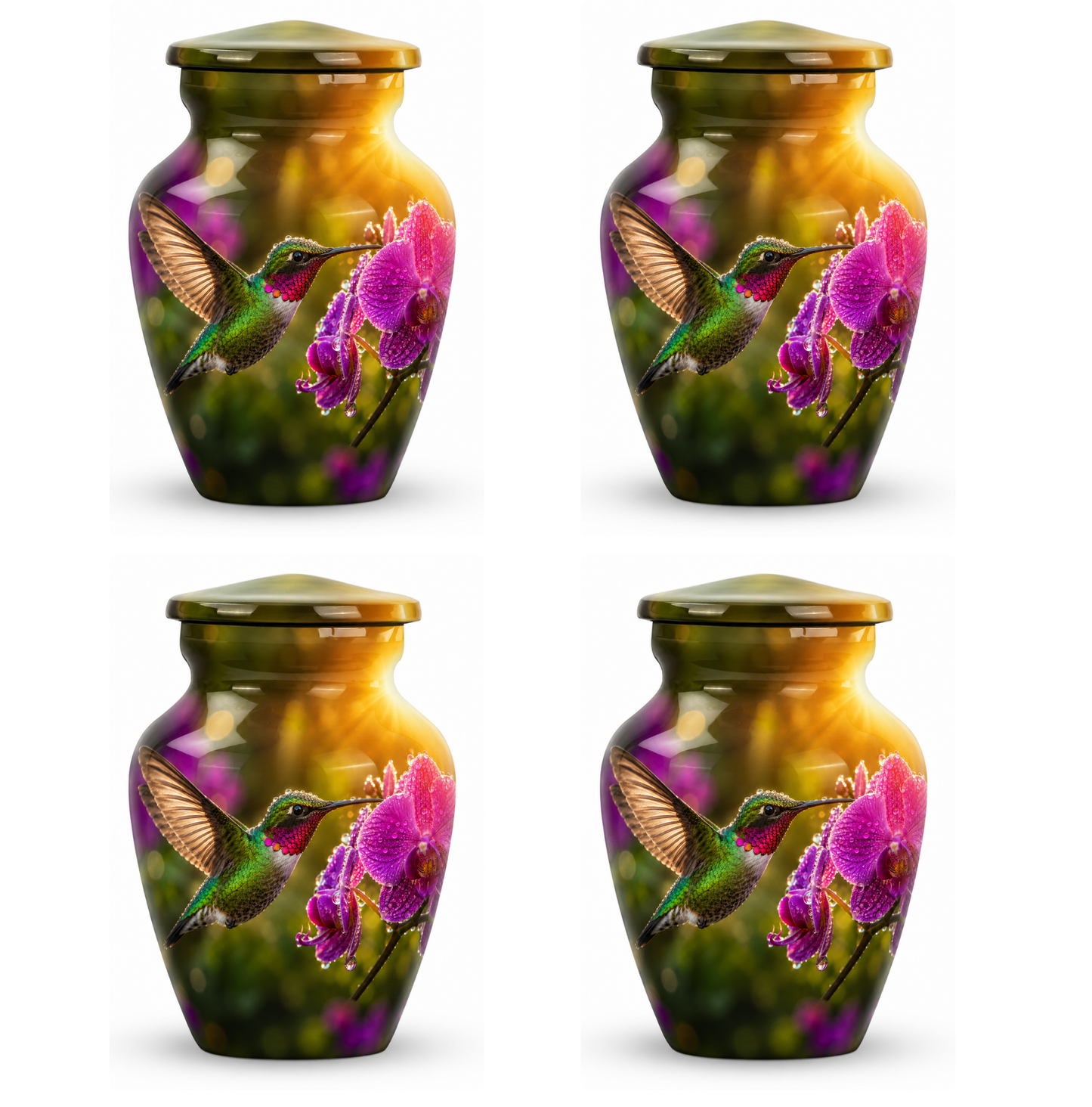 Hummingbird & Orchid Cremation Urn for Ashes