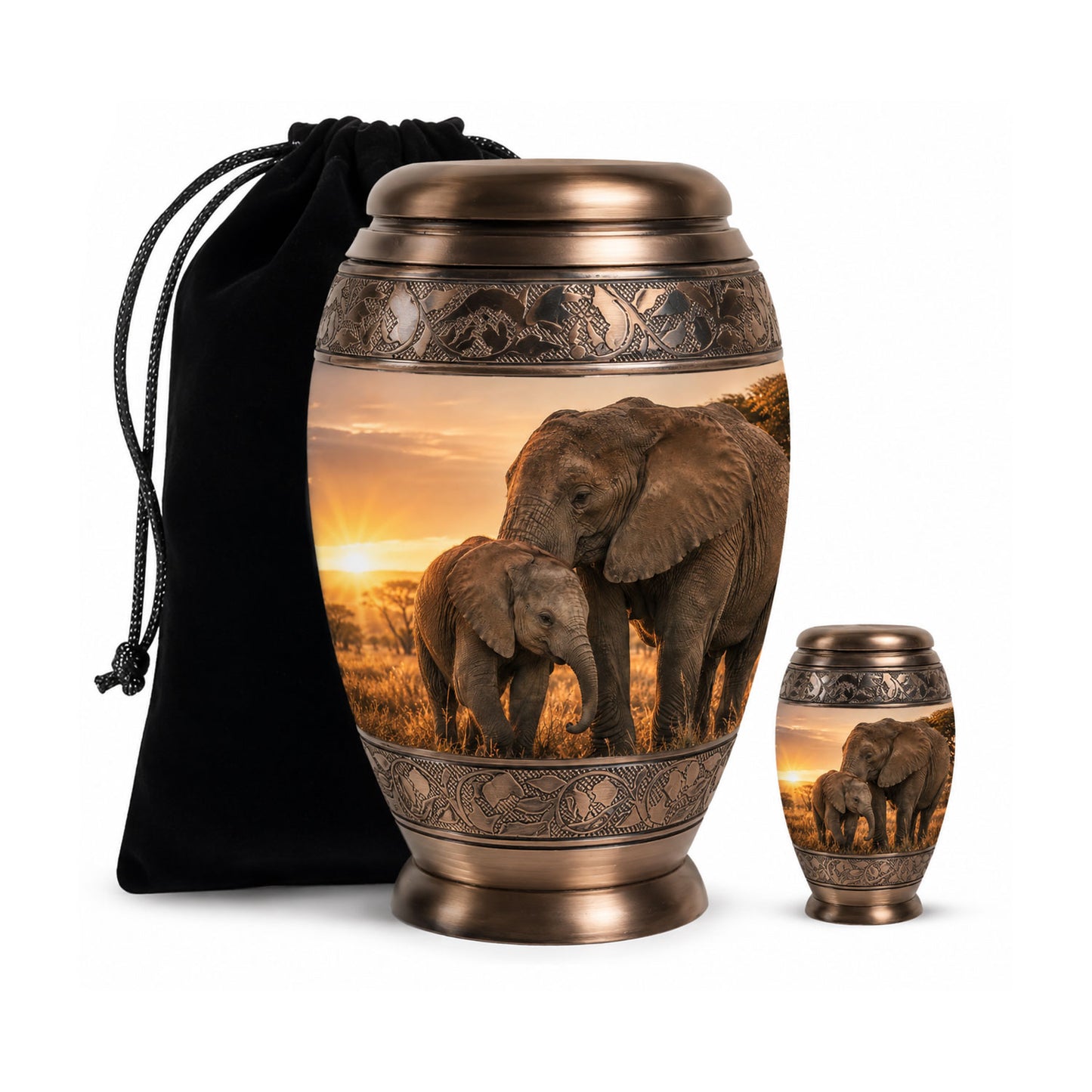 Elephant Family Cremation Urn For Ashes