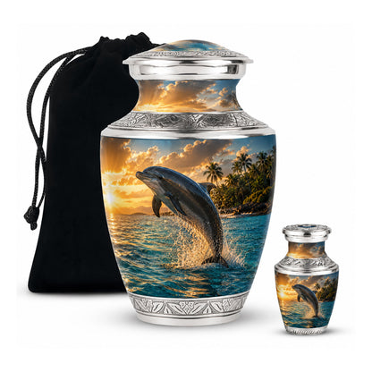Blue Dolphin Cremation Urn