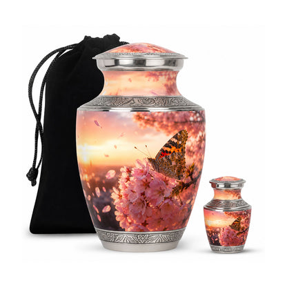 Cherry Blossom Butterfly Cremation Urn for Ashes