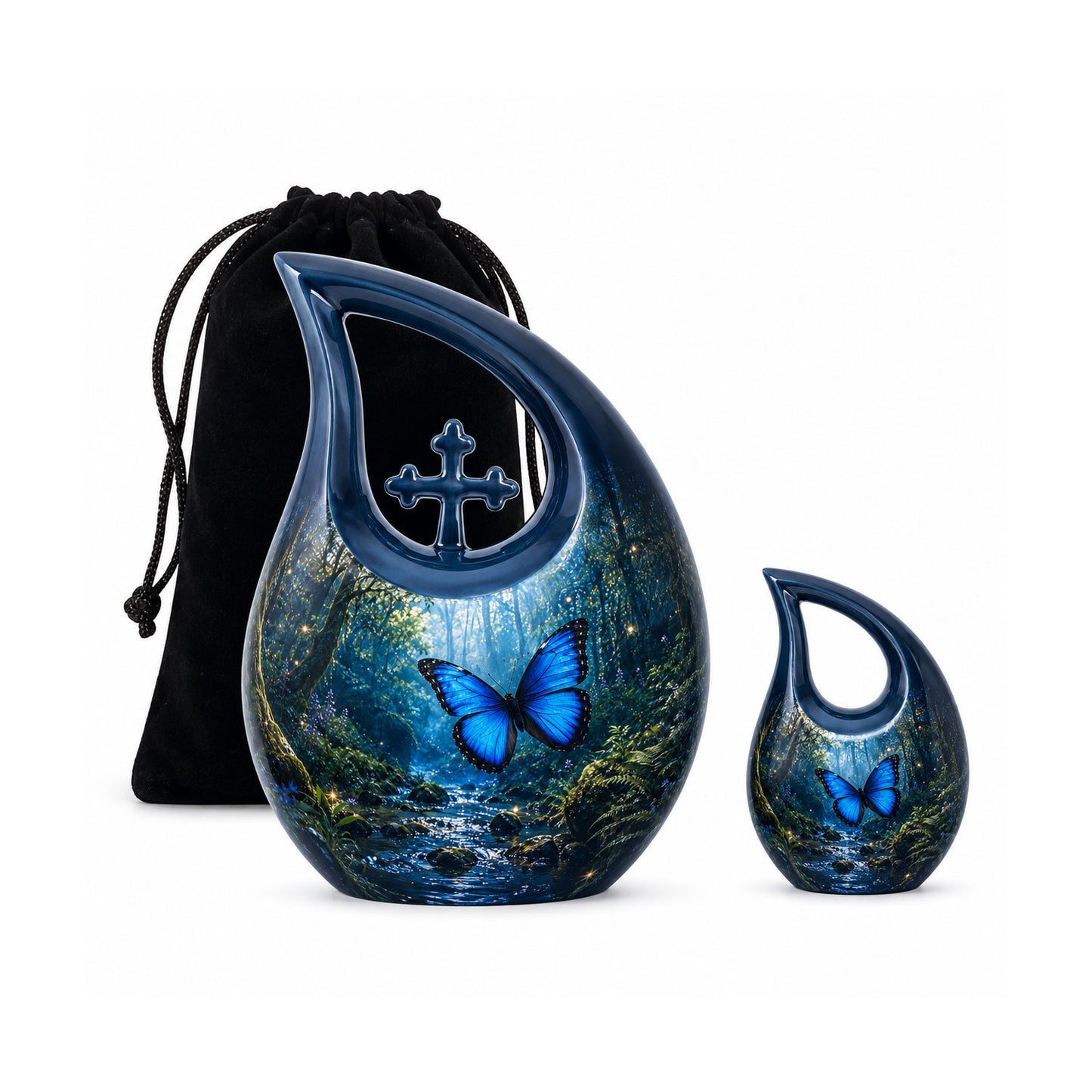 Blue Butterfly Cremation Urn for Ashes