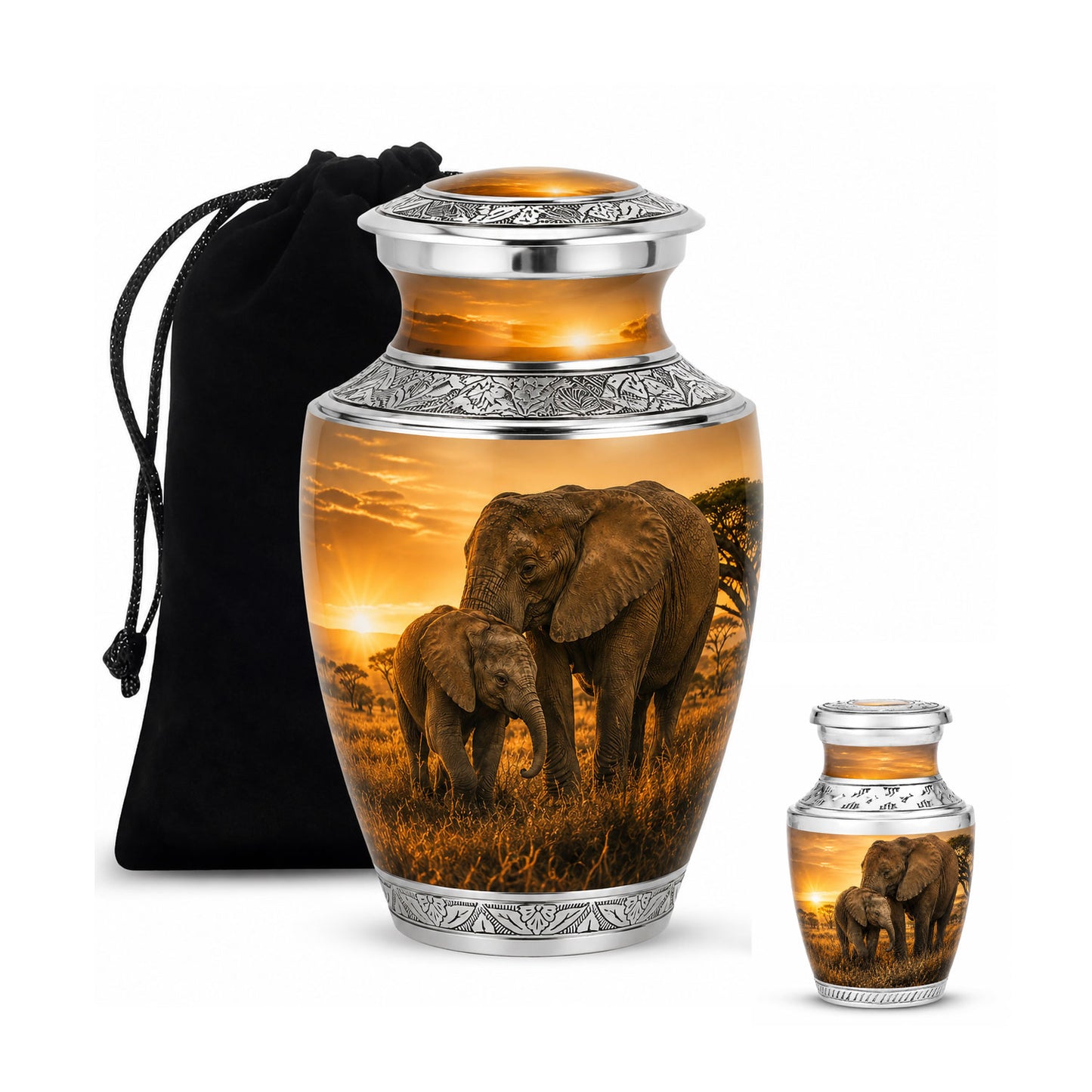 Elephant Family Cremation Urn For Ashes