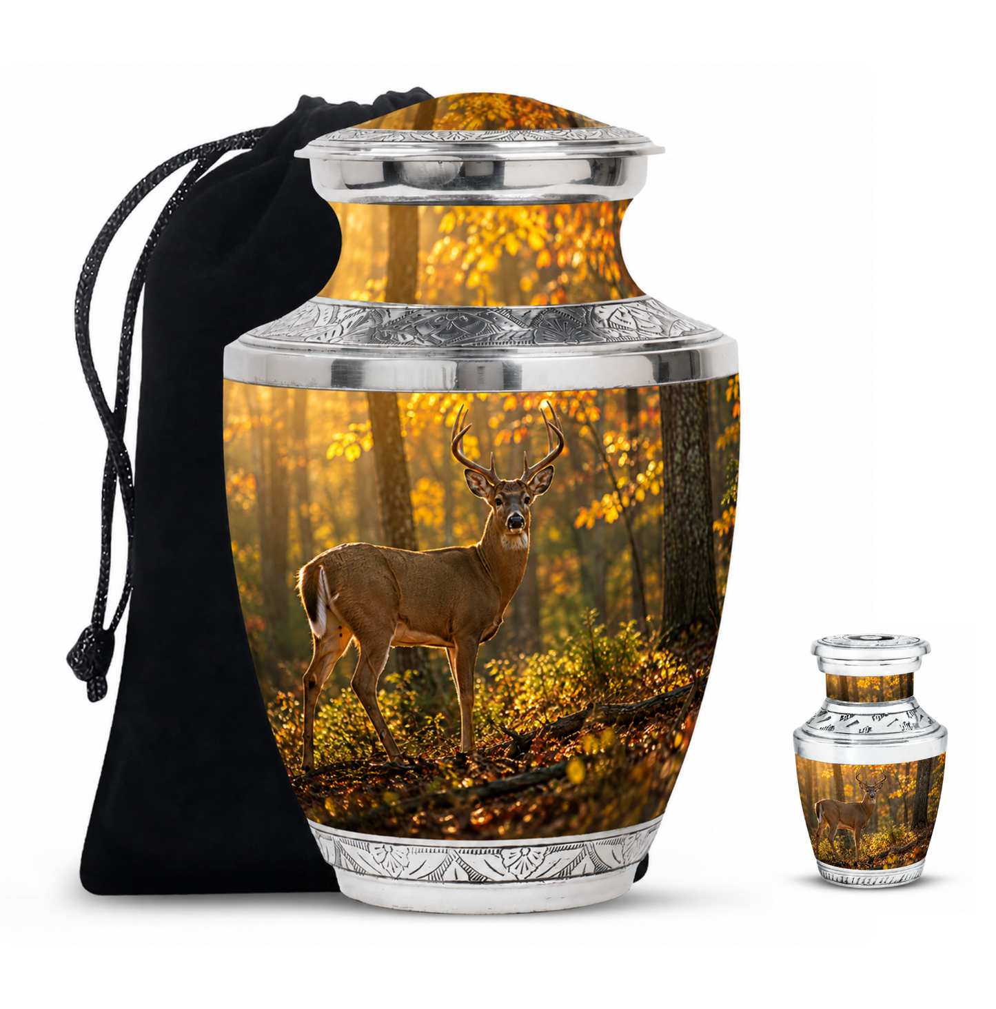 Autumn Forest Deer Cremation Urn