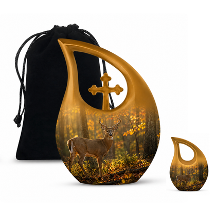 Autumn Forest Deer Cremation Urn