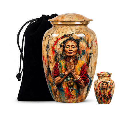 American Elder Women Prayer Cremation Urn for Ashes