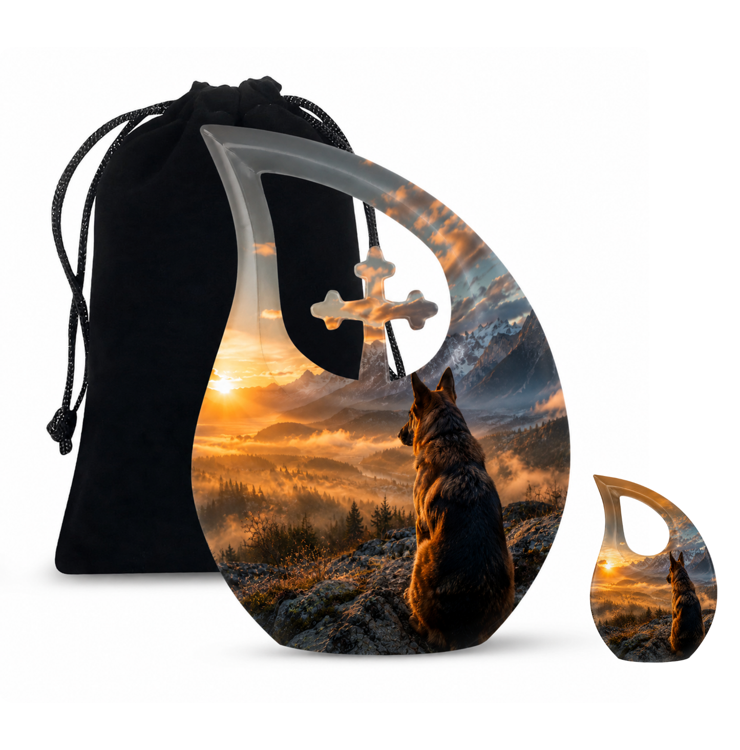 Mountain Sunset View Wolf Cremation Urn