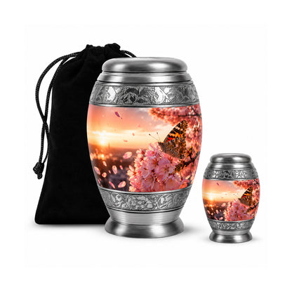 Cherry Blossom Butterfly Cremation Urn for Ashes