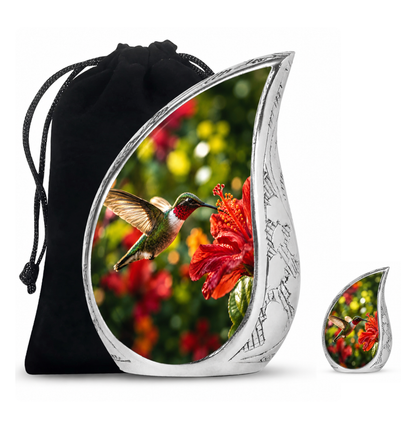 Hibiscus and Hummingbird Cremation Urn for Ashes