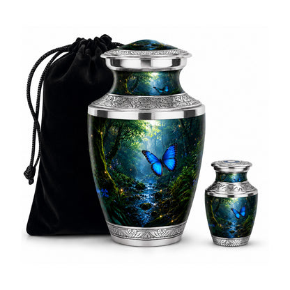 Blue Butterfly Cremation Urn for Ashes