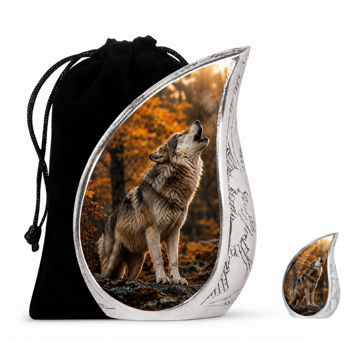 Howling Wolf Cremation Urn for Human Ashes