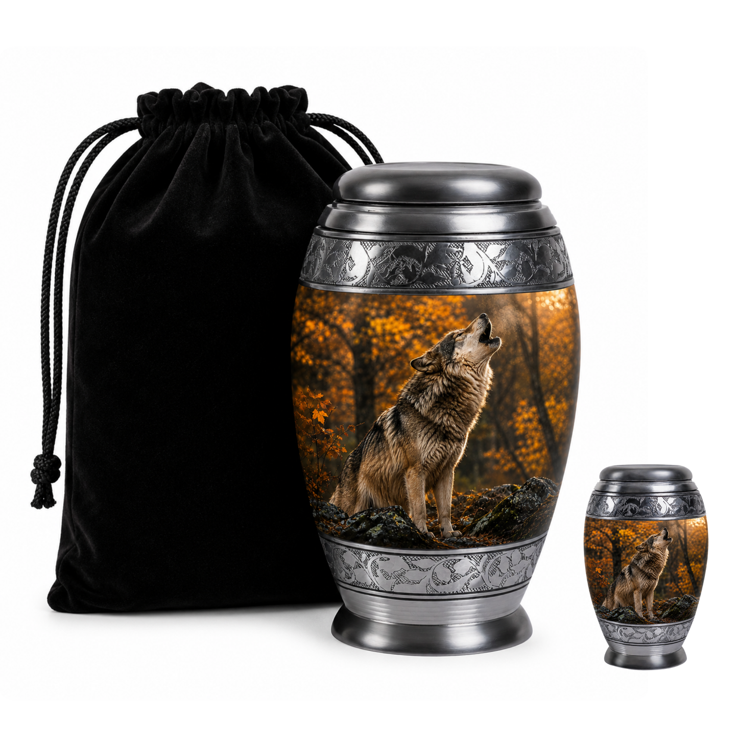 Howling Wolf Cremation Urn for Human Ashes