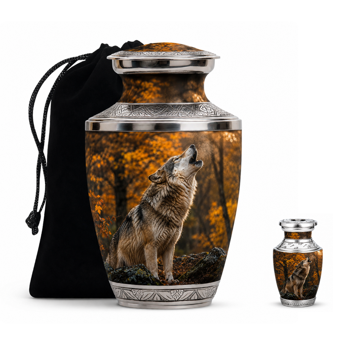 Howling Wolf Cremation Urn for Human Ashes
