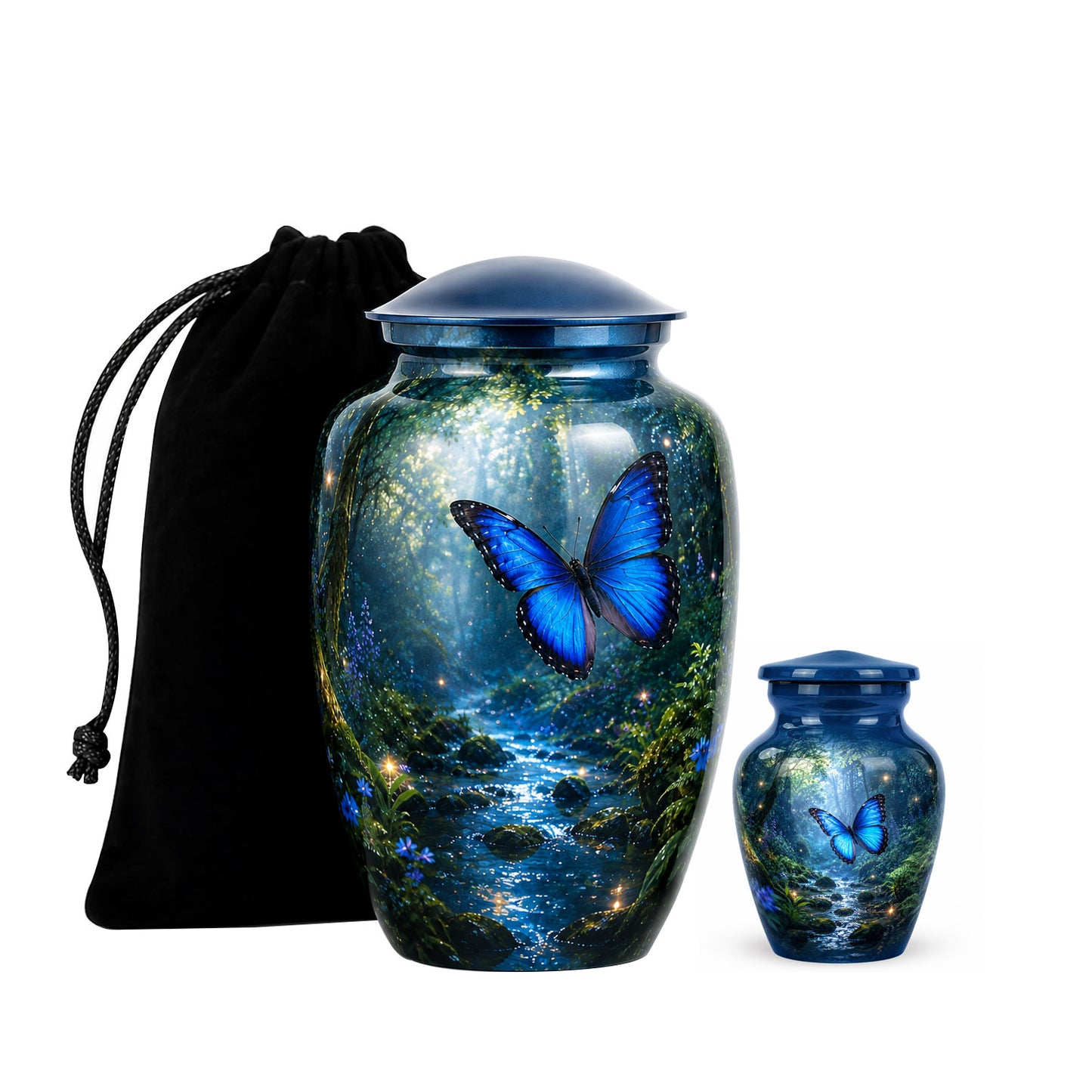 Blue Butterfly Cremation Urn for Ashes