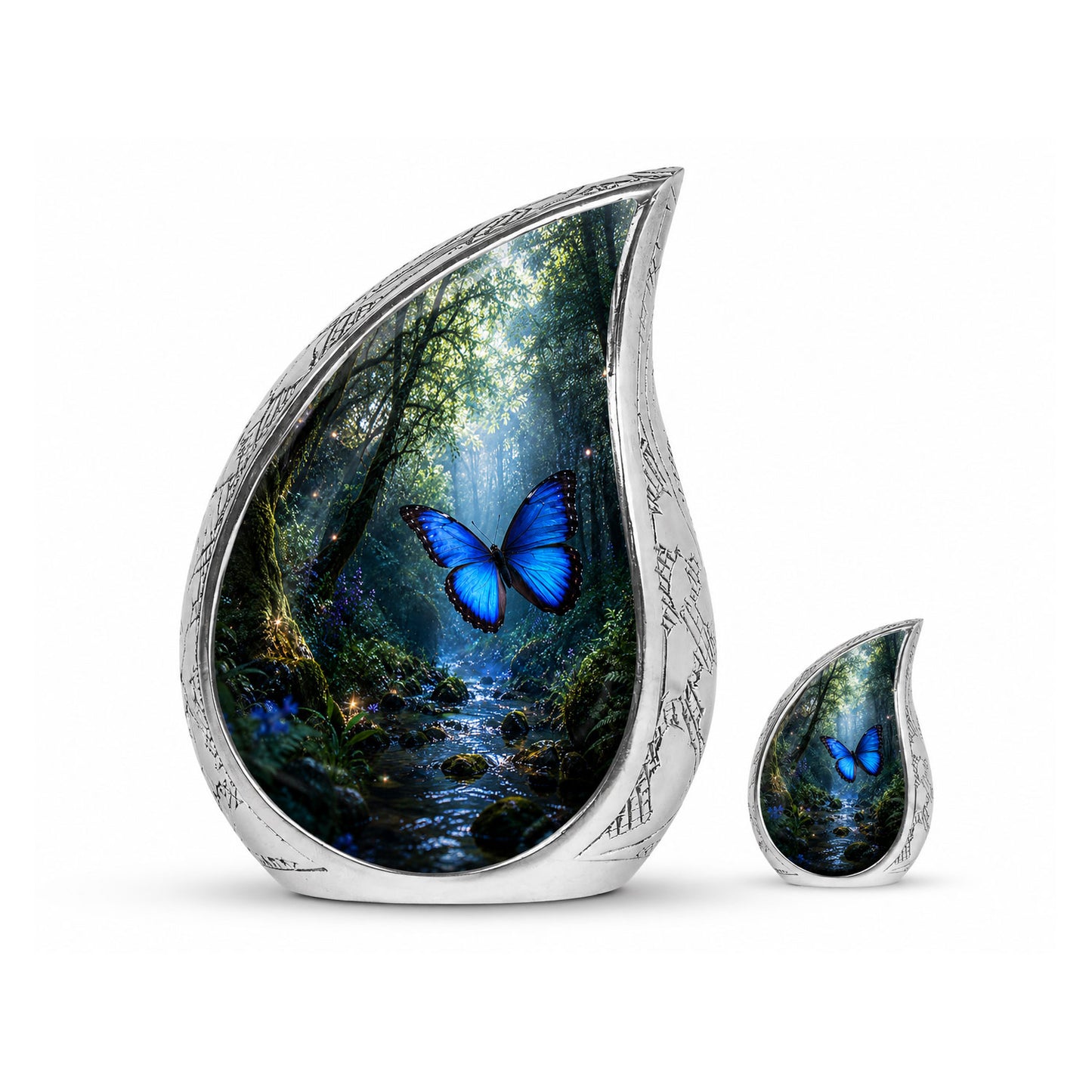 Blue Butterfly Cremation Urn for Ashes